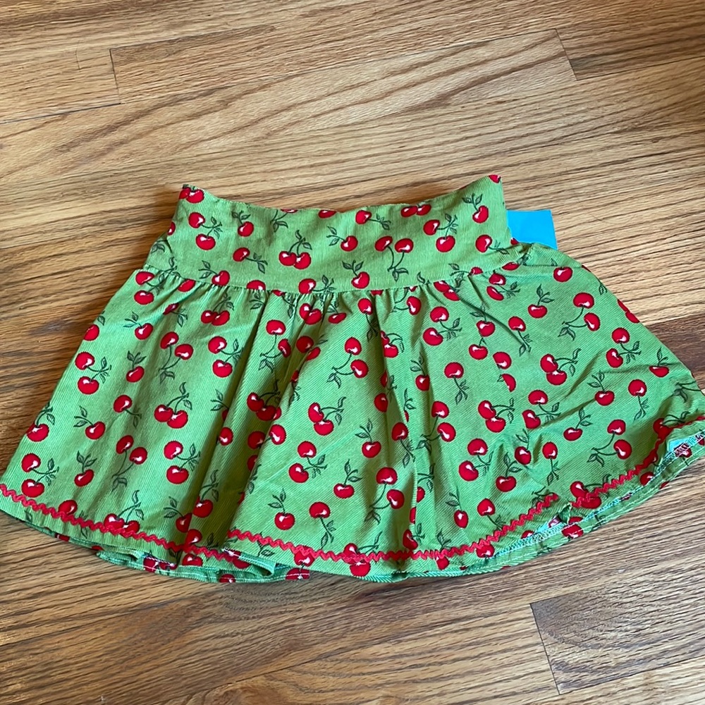 NWT- Just Ducky skirt-lime and cherry corduroy-size 5-precious!